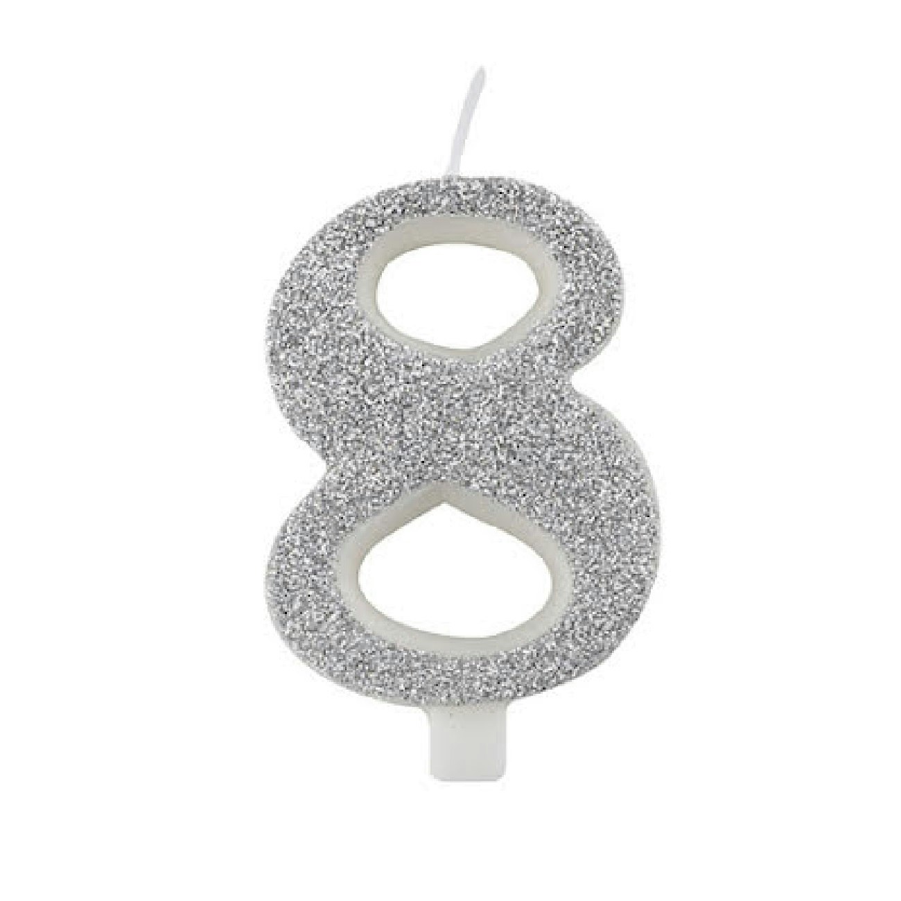 Tårtljus Siffra Silver Glitter