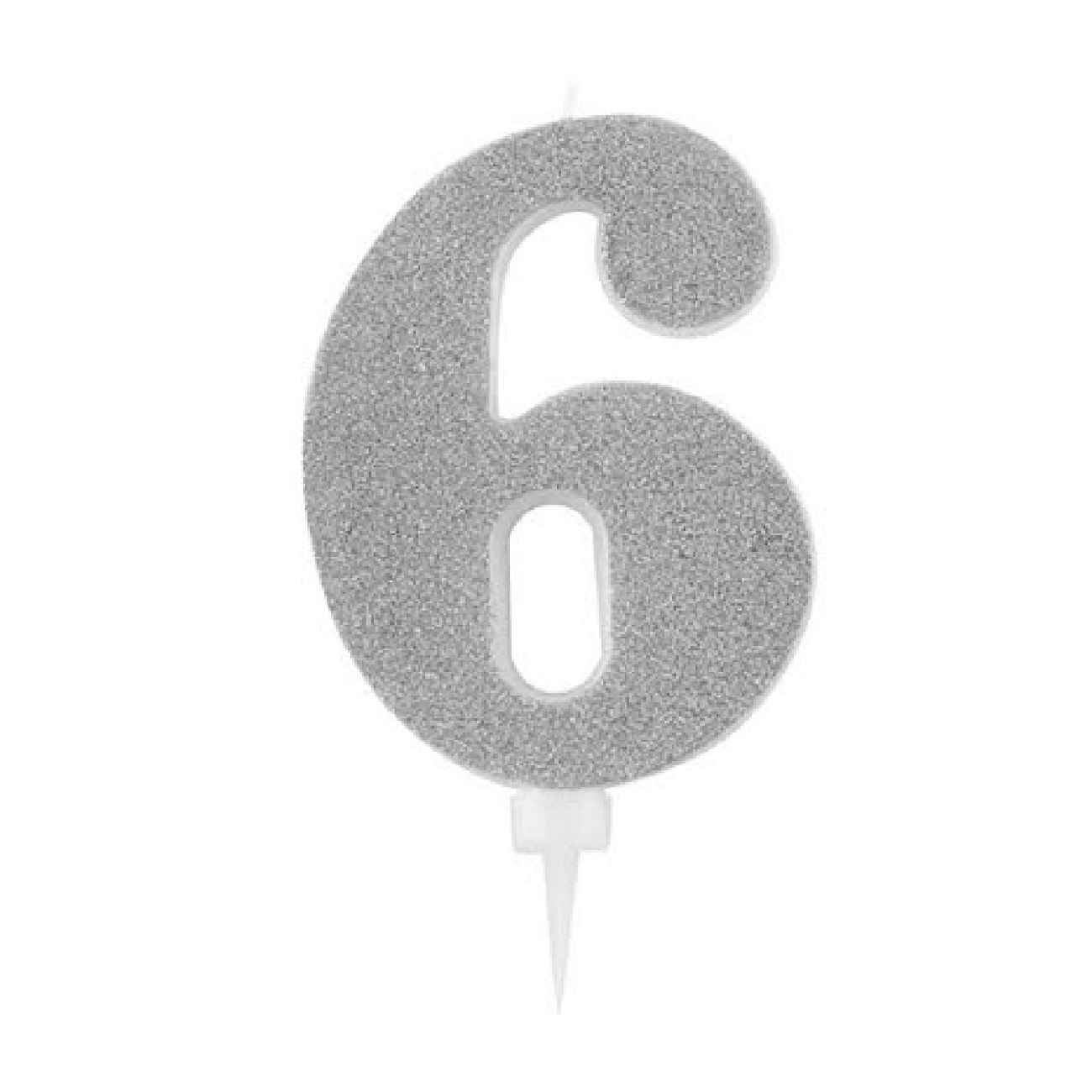 Tårtljus Siffra Silver Glitter