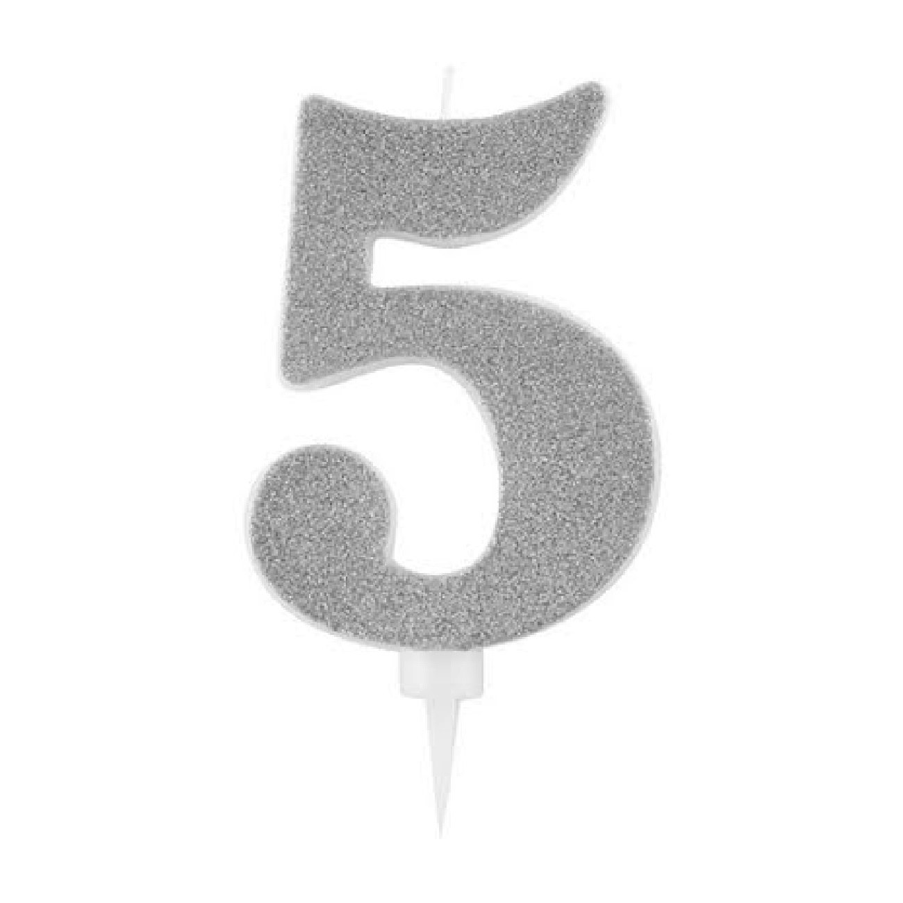 Tårtljus Siffra Silver Glitter