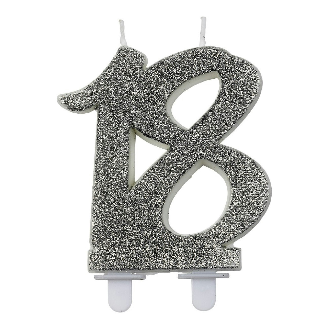 Tårtljus Siffra 18 Silver Glitter