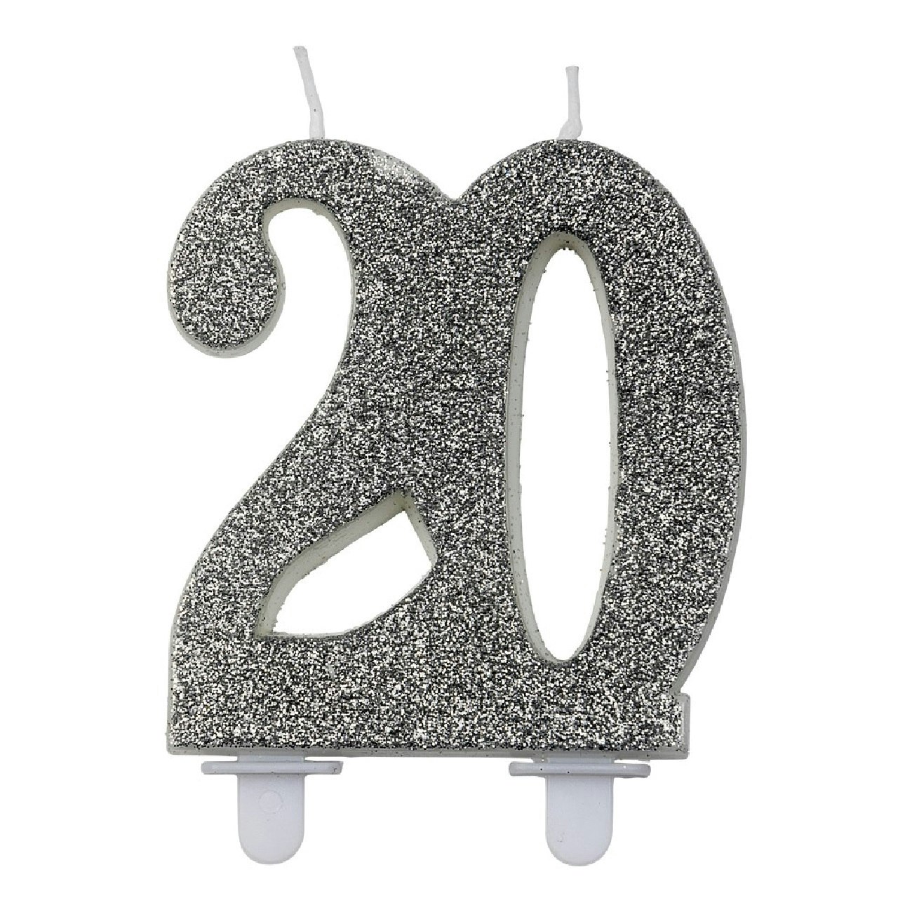 Tårtljus Siffra 20 Silver Glitter