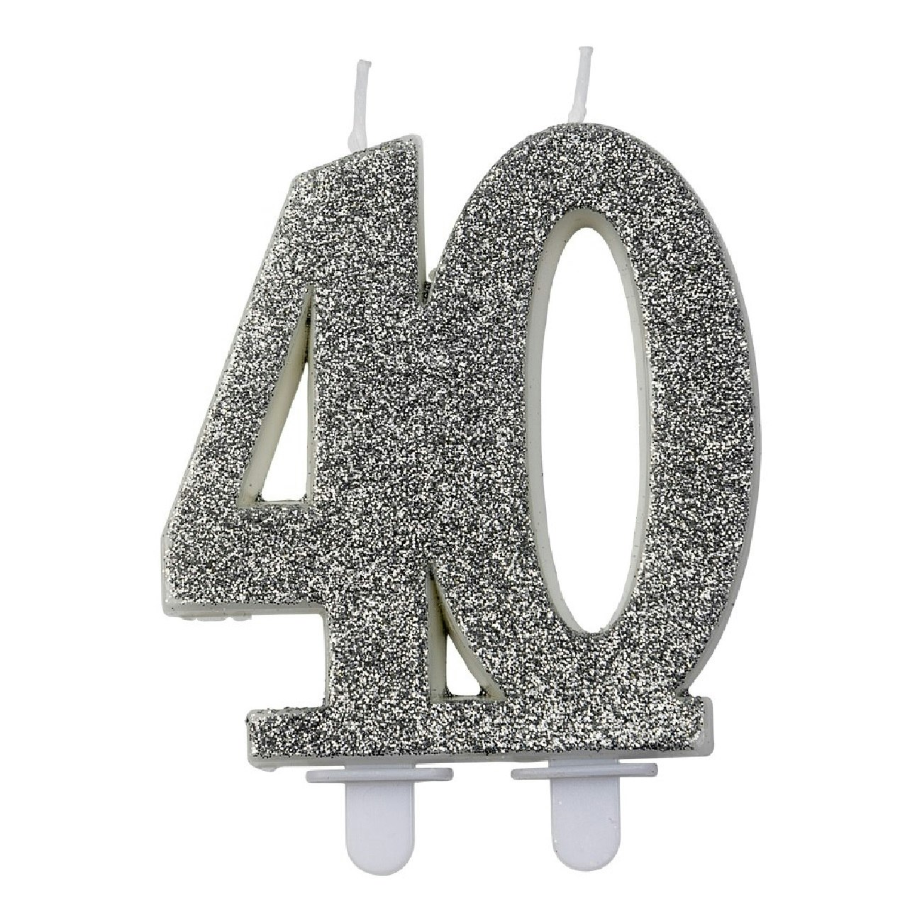 Tårtljus Siffra 40 Silver Glitter
