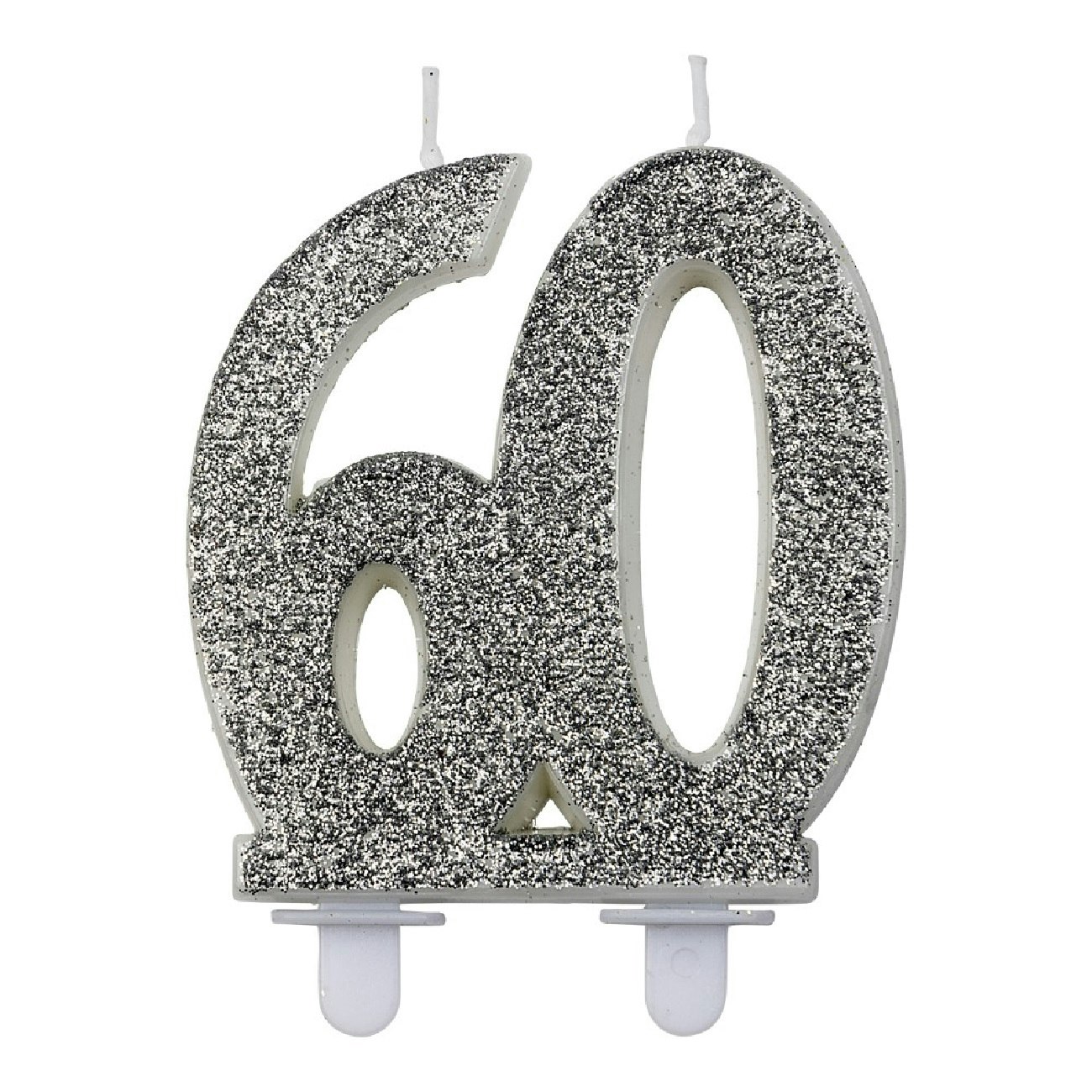 Tårtljus Siffra 60 Silver Glitter