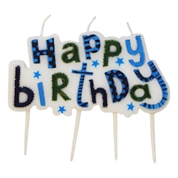 Tårtljus Happy Birthday Toothpick Blå