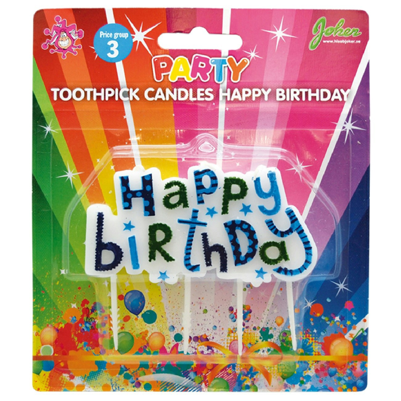 Tårtljus Happy Birthday Toothpick Blå