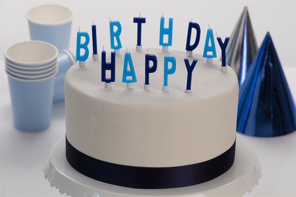 Tårtljus Happy Birthday Blå