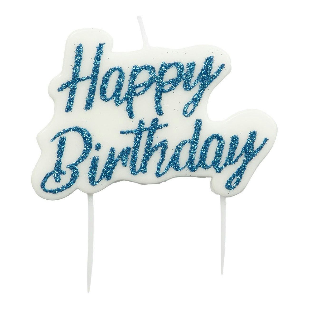 Tårtljus Happy Birthday Blå Glitter