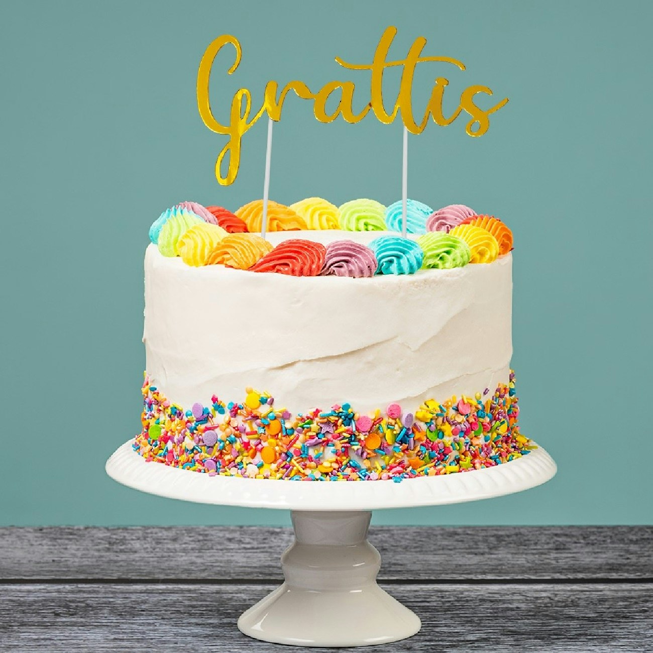 Cake Toppers Grattis Guld Metallic