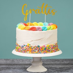Cake Toppers Grattis Guld Metallic
