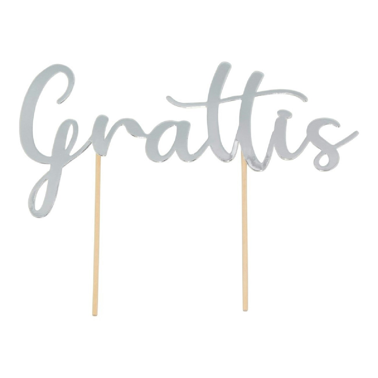 Cake Toppers Grattis Silver Metallic