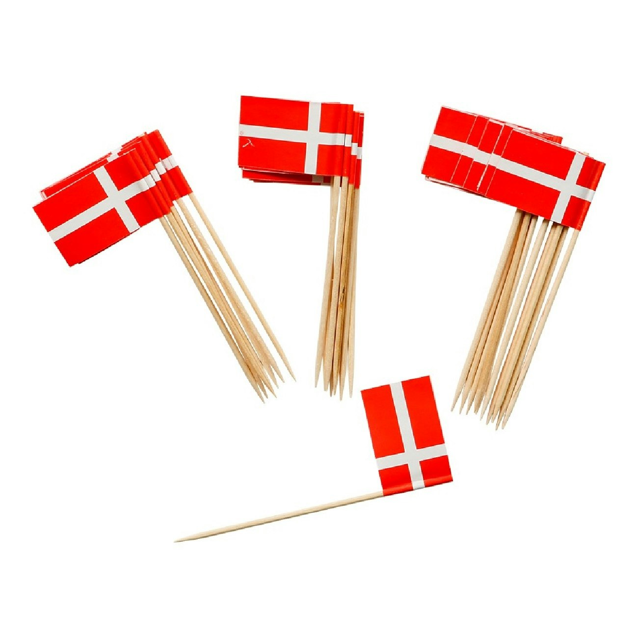 Tårtdekoration Cocktail Flagga Danmark 50-pack