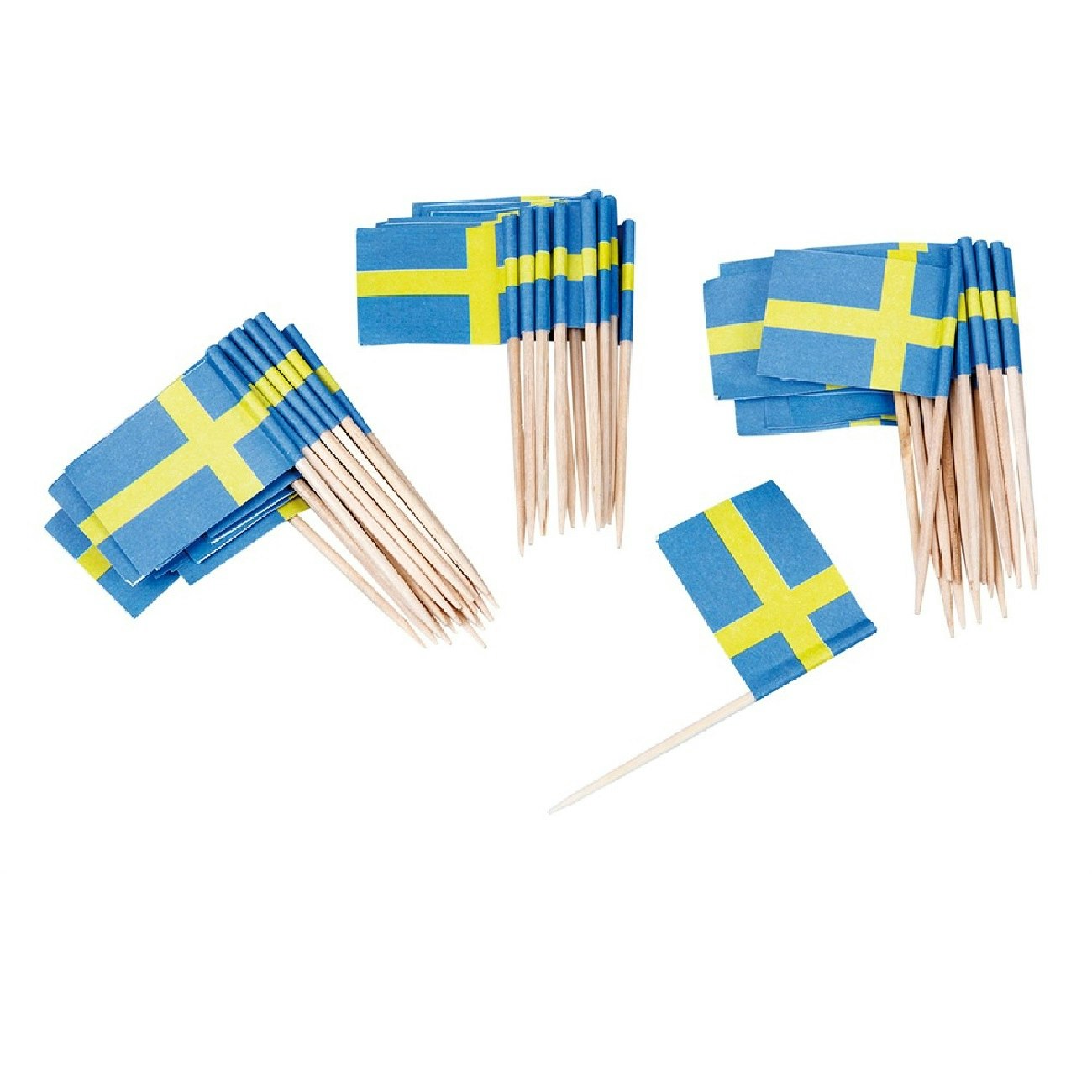 Tårtdekoration Cocktail Flagga Sverige 50-pack
