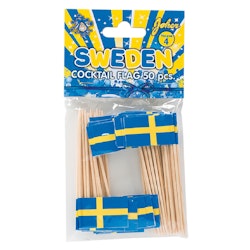 Tårtdekoration Cocktail Flagga Sverige 50-pack