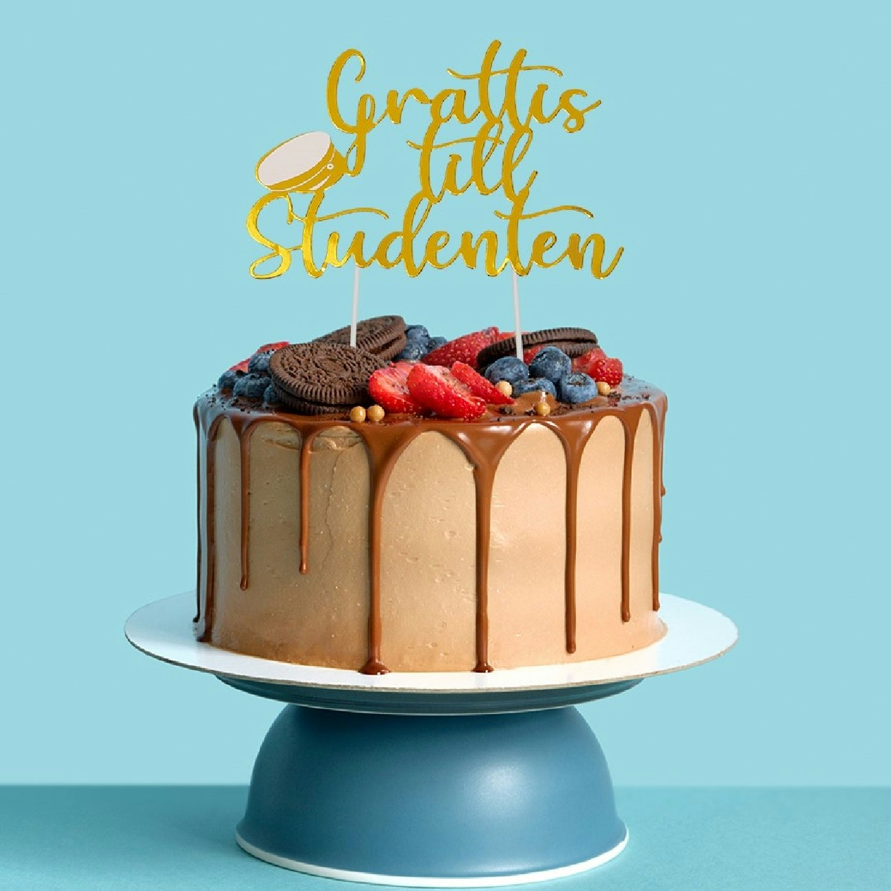 Cake Toppers Grattis Till Studenten Guld