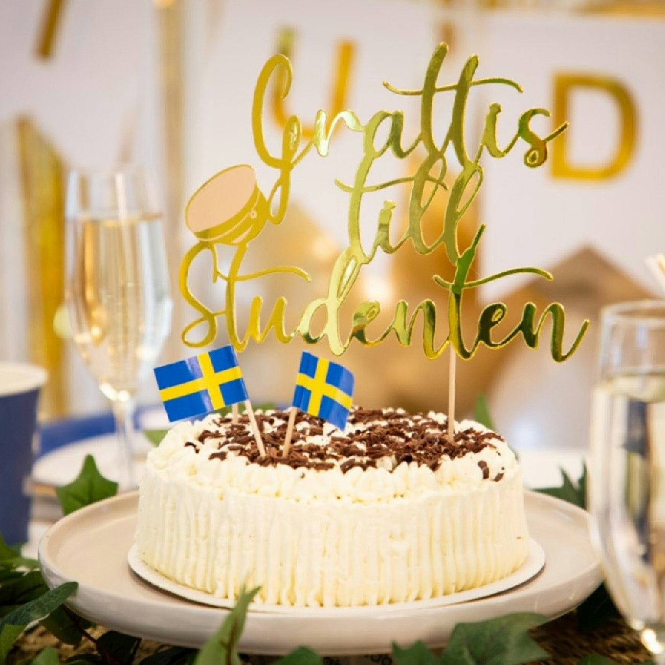 Cake Toppers Grattis Till Studenten Guld