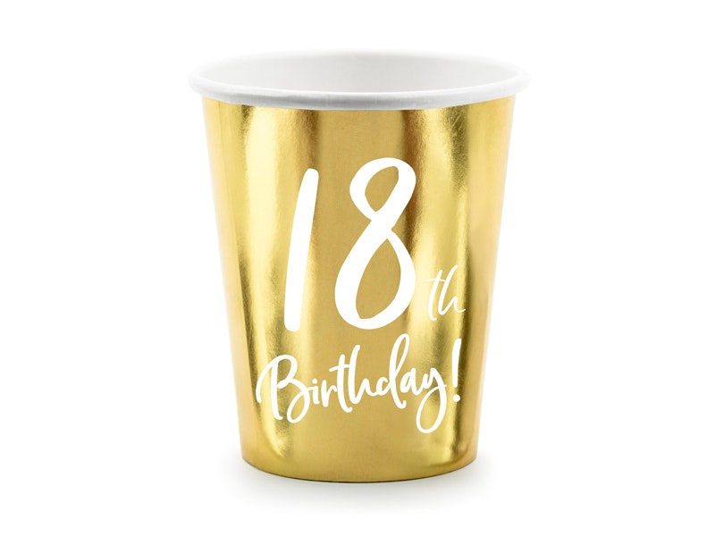 Pappersmuggar 18th Birthday Guld Metallic