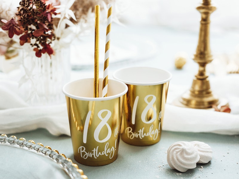 Pappersmuggar 18th Birthday Guld Metallic