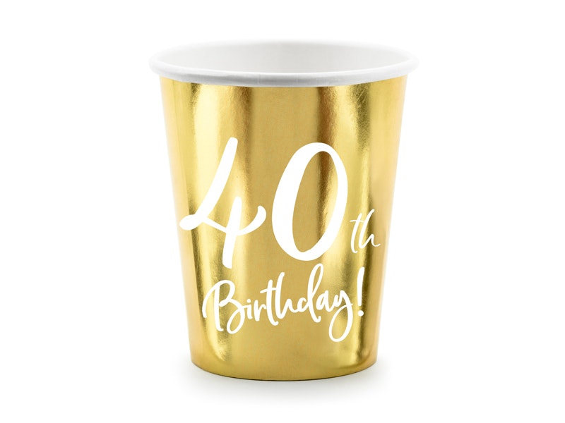 Pappersmuggar 40th Birthday Guld Metallic