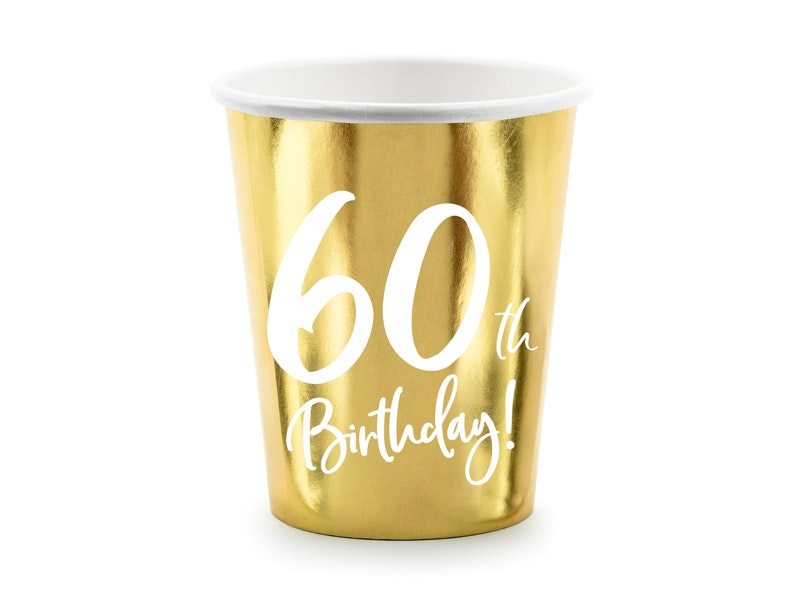Pappersmuggar 60th Birthday Guld Metallic