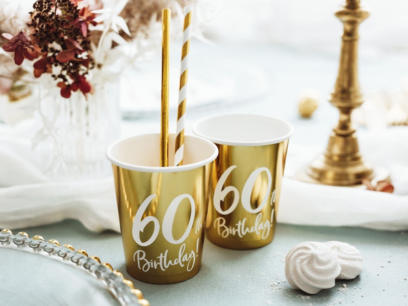Pappersmuggar 60th Birthday Guld Metallic