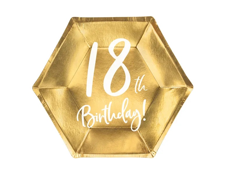 Papperstallrikar 18th Birthday Guld Metallic