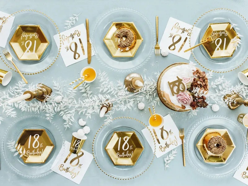 Papperstallrikar 18th Birthday Guld Metallic