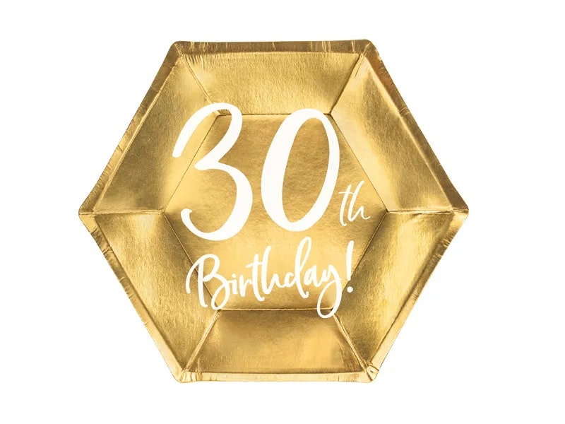 Papperstallrikar 30th Birthday Guld Metallic