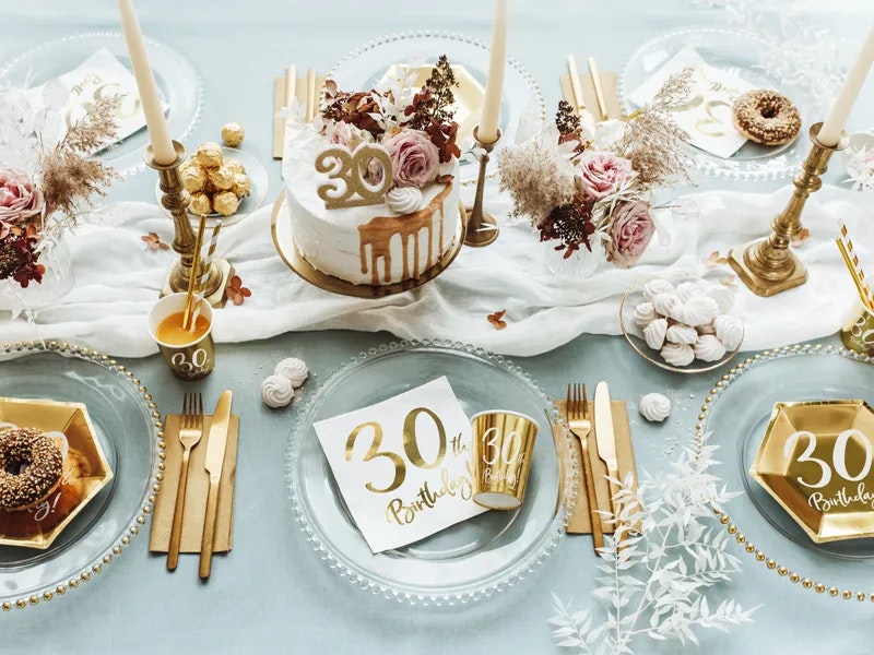Papperstallrikar 30th Birthday Guld Metallic