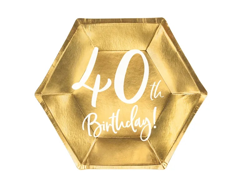 Papperstallrikar 40th Birthday Guld Metallic