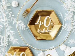 Papperstallrikar 40th Birthday Guld Metallic