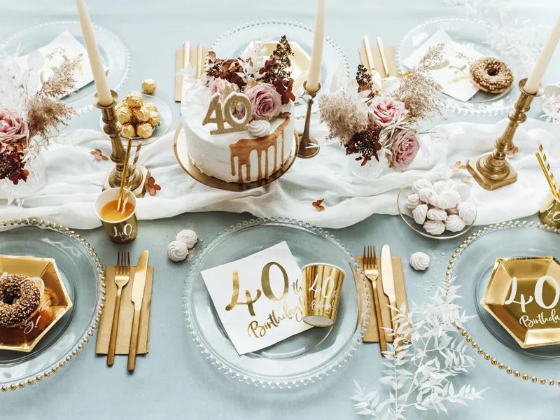 Papperstallrikar 40th Birthday Guld Metallic
