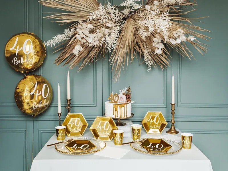 Papperstallrikar 40th Birthday Guld Metallic