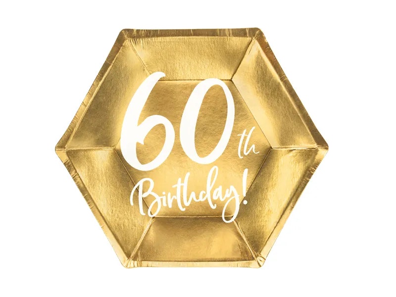 Papperstallrikar 60th Birthday Guld Metallic