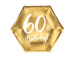 Papperstallrikar 60th Birthday Guld Metallic