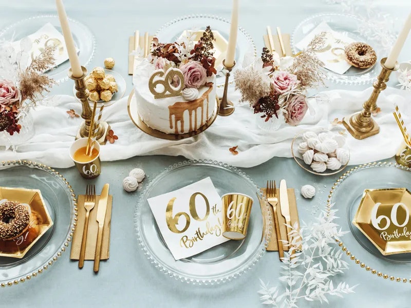 Papperstallrikar 60th Birthday Guld Metallic