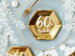 Papperstallrikar 60th Birthday Guld Metallic