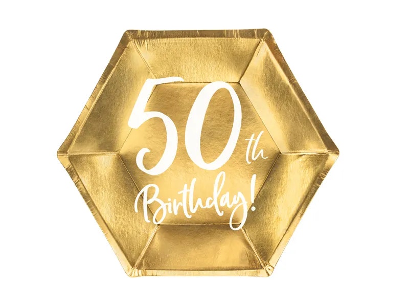 Papperstallrikar 50th Birthday Guld Metallic