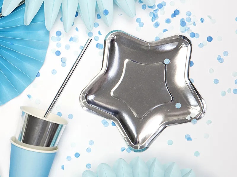 Papperstallrikar Star Silver Metallic 18cm