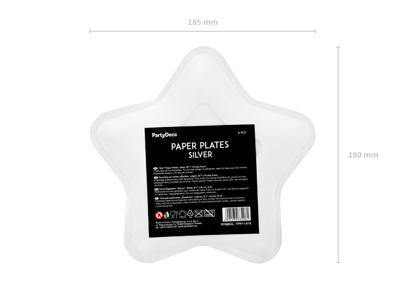Papperstallrikar Star Silver Metallic 18cm