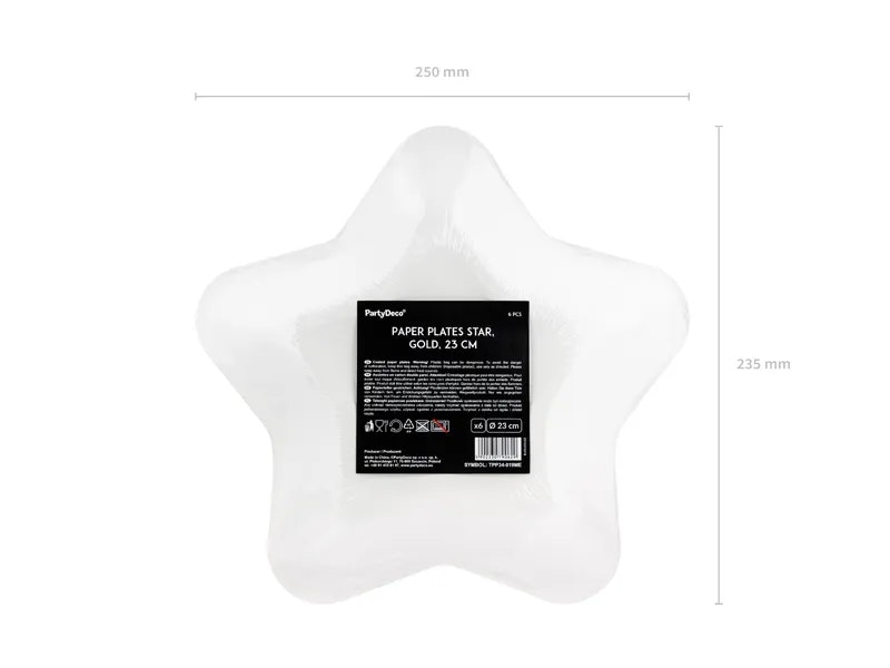 Papperstallrikar Star Guld Metallic 23cm
