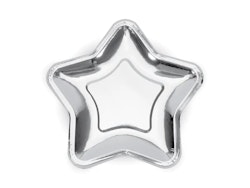 Papperstallrikar Star Silver Metallic 23cm