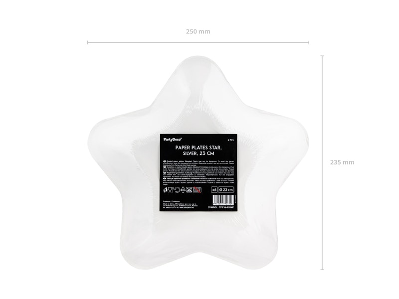 Papperstallrikar Star Silver Metallic 23cm