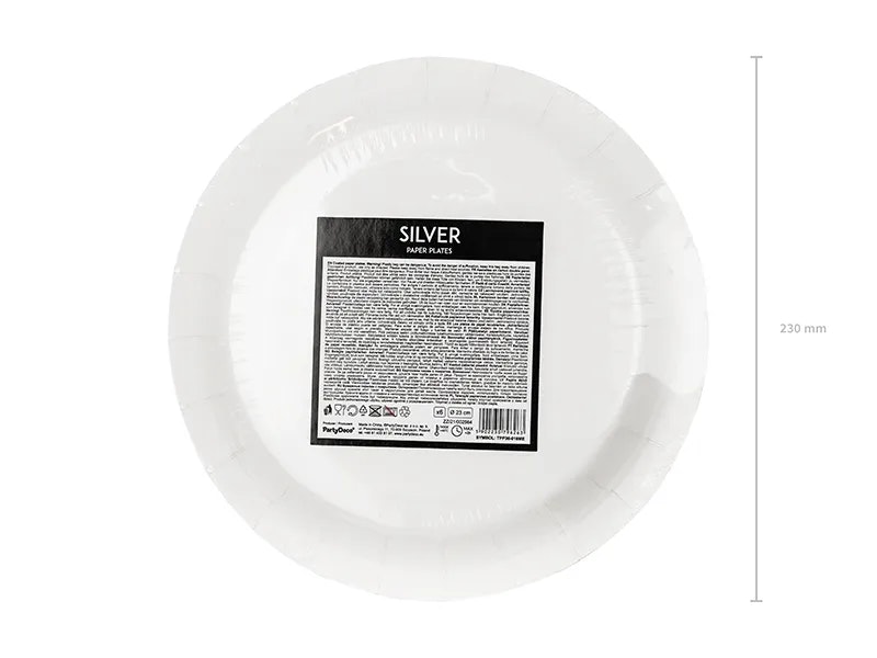 Papperstallrikar Silver Metallic 23cm