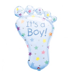 Folieballong Babyfot Blå It´s a Boy 82cm