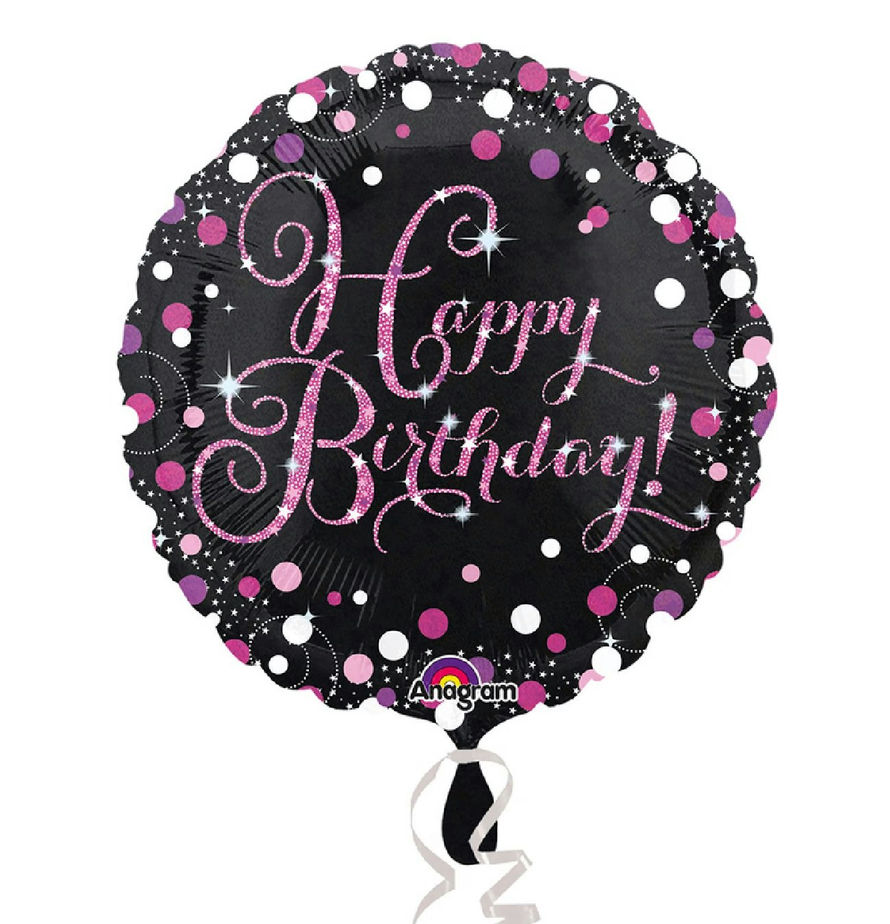 Folieballong Sparkling Happy Birthday Rosa 45cm