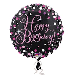 Folieballong Sparkling Happy Birthday Rosa 45cm