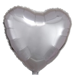 Folieballong Hjärtan Metallic Silver 43cm