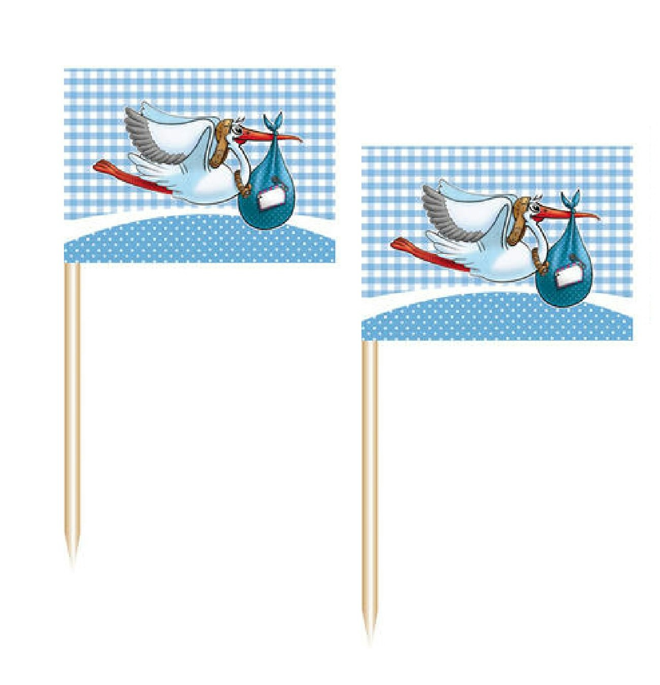 Tårtdekoration Cocktail Flagga Baby Boy 50-pack