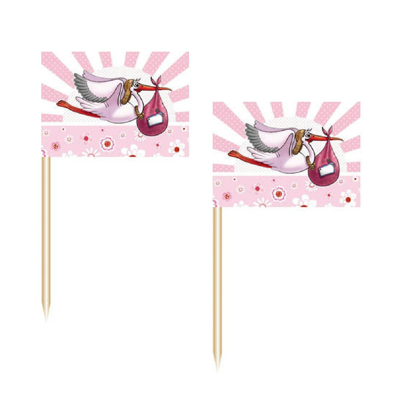 Tårtdekoration Cocktail Flagga Baby Girl 50-pack