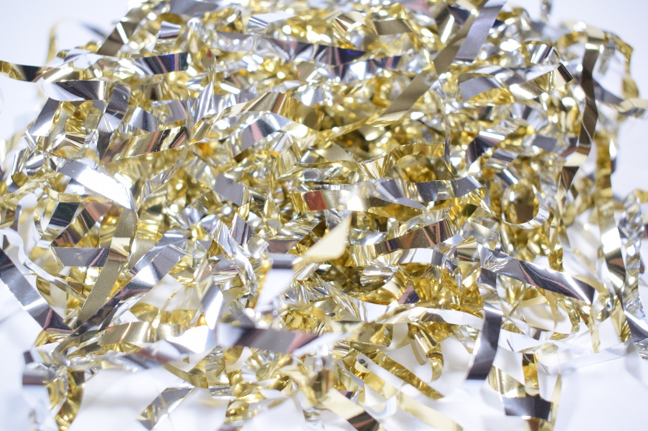 Konfetti Strimlad Folie Metallic Guld och Silver